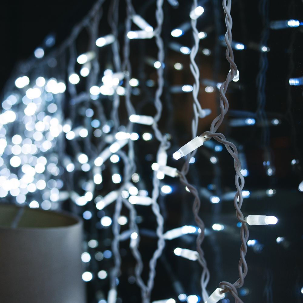 ULD-B3010-200-TWK WHITE IP67 Бахрома светодиодная с эффектом мерцания. 3м. Соединяемая. 200 светодиодов. Белый свет. Провод белый. TM Uniel.