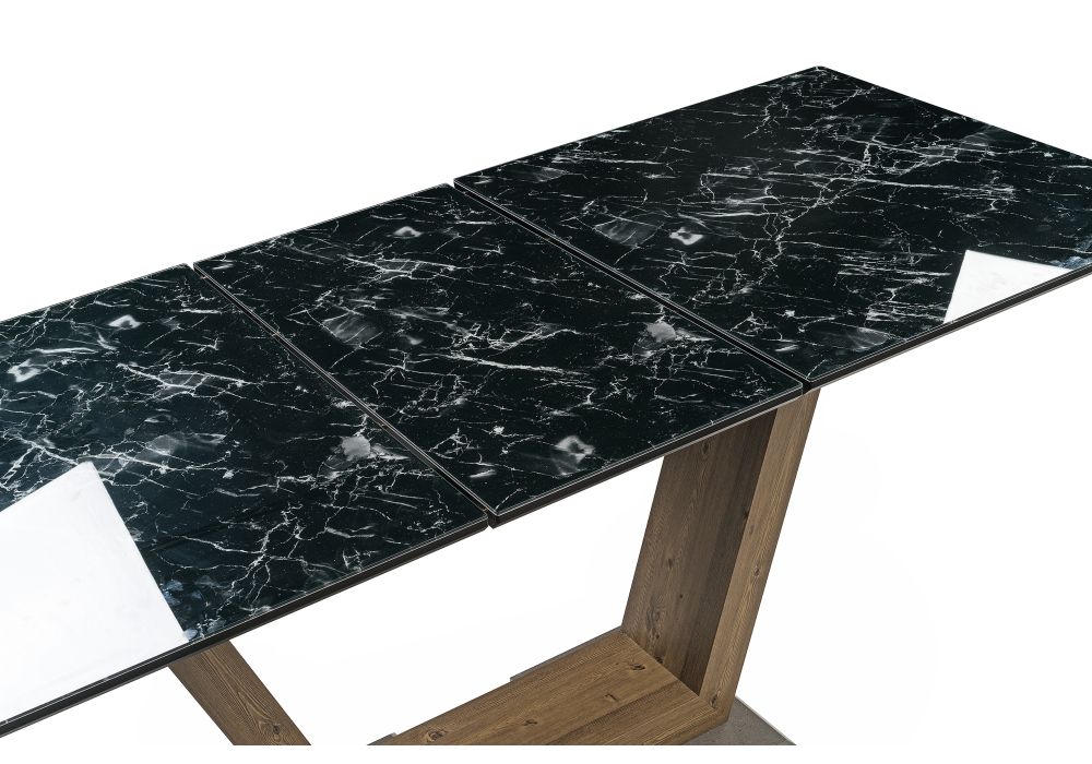 Стол на тумбе Иматра 140(180)х80х76 мрамор черный / черная шагрень