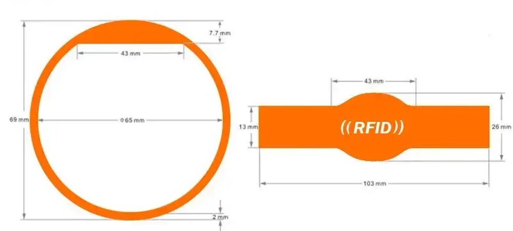 RFID браслет EM-Marine “OVAL” ОРАНЖЕВЫЙ, диаметр 65 мм