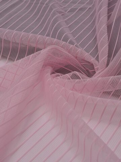 Сетка эластичная нежно-розовая в полоску метражом