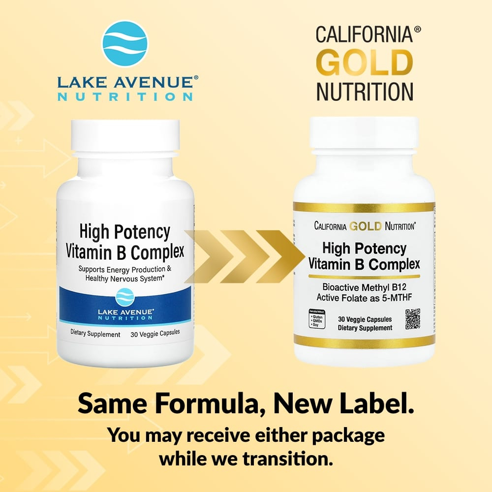 California Gold Nutrition, высокоэффективный комплекс витаминов группы B с метилфолатом и метилом B12, 30 растительных капсул