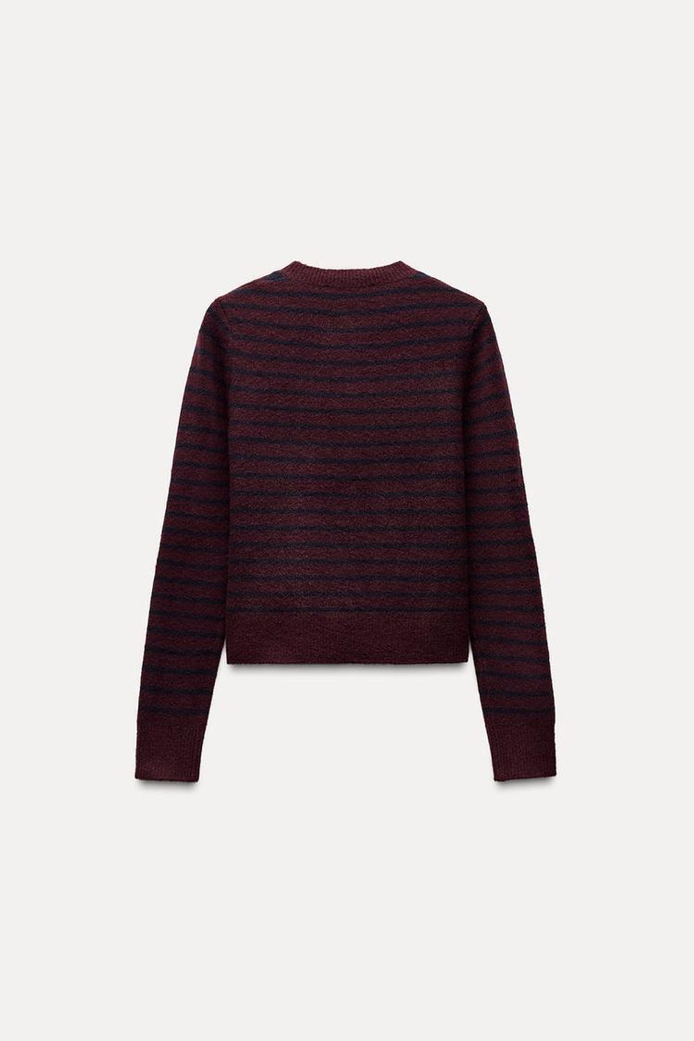 ZARA КАРДИГАН В ПОЛОСКУ, ЦВЕТ БУРГУНДСКОГО ВИНА