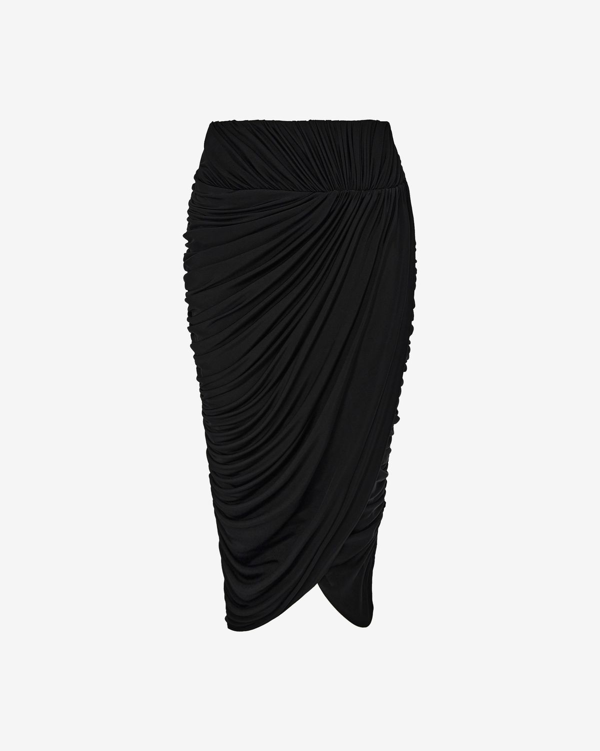 Юбка миди из трикотажа со сборкой