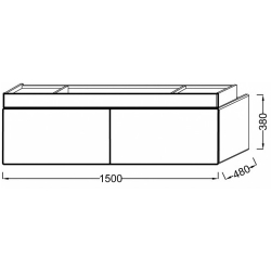Мебель под раковину Jacob Delafon Terrace 150 EB1189-G1C, белый бриллиант. схема