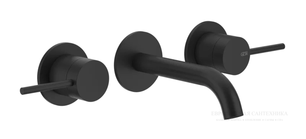 Cмеситель для раковины Gessi 316, на 3 отверстия, излив средний, без донного клапана, внешние части, цвет Matte Black