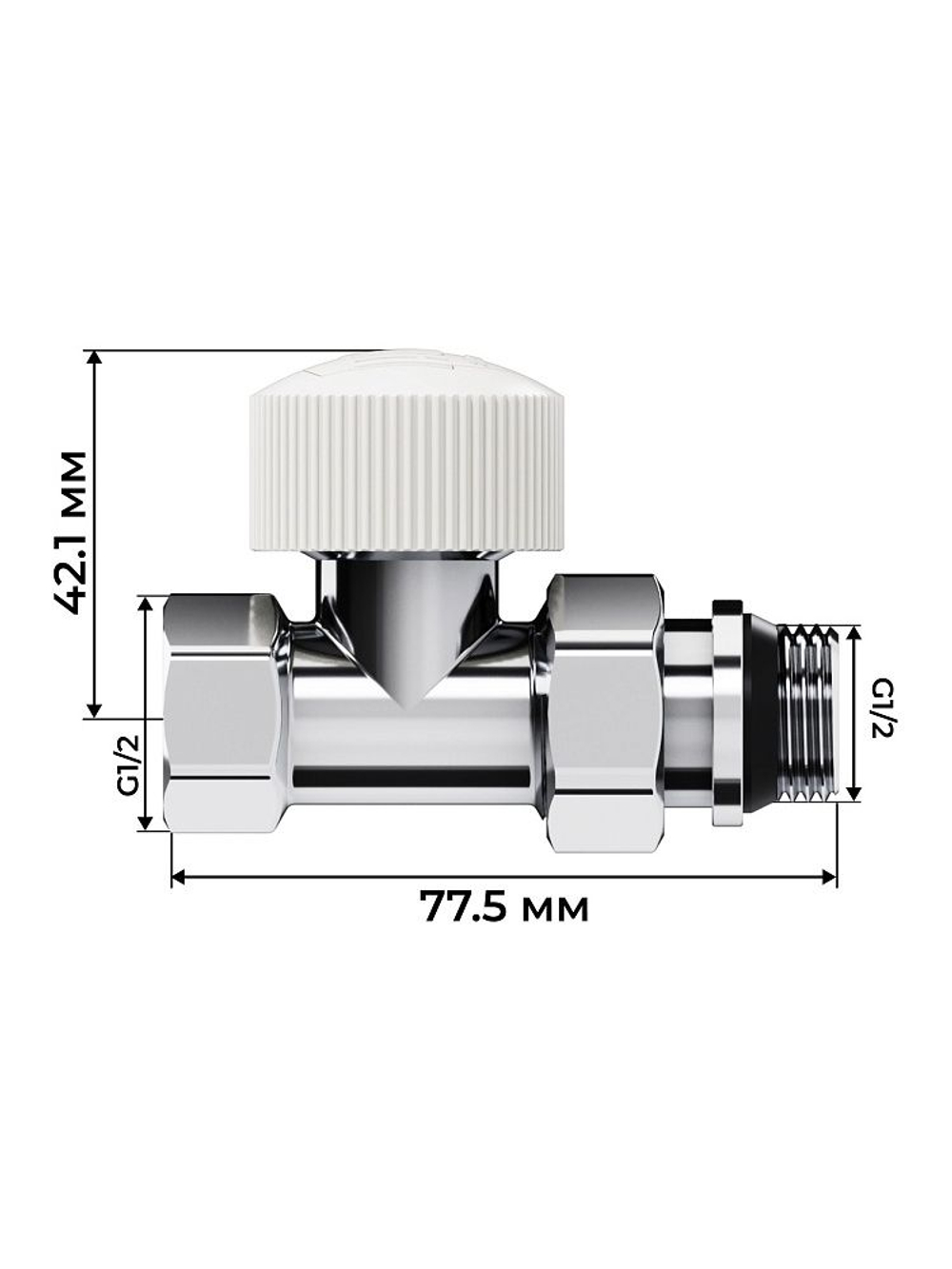 Набор термостатический для радиатора прямой 1/2 Design М30х1.5 Хром Royal Thermo