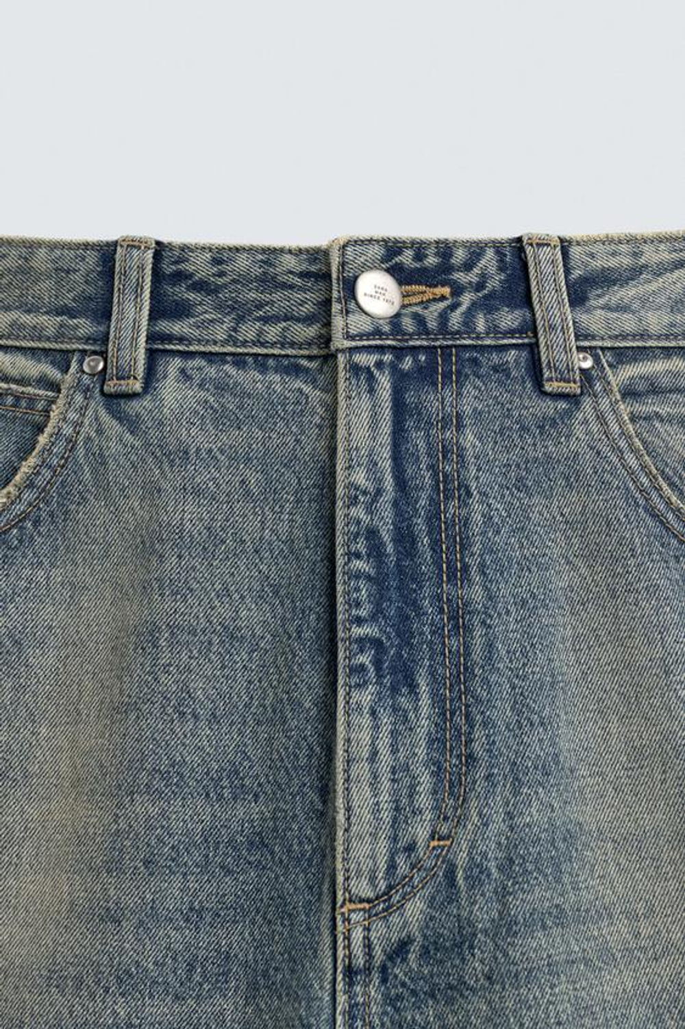 ZARA ДЖИНСЫ RELAXED FIT С ВЫШИВКОЙ NFL MIAMI DOLPHINS, ВЫЦВЕТШИЙ СИНИЙ