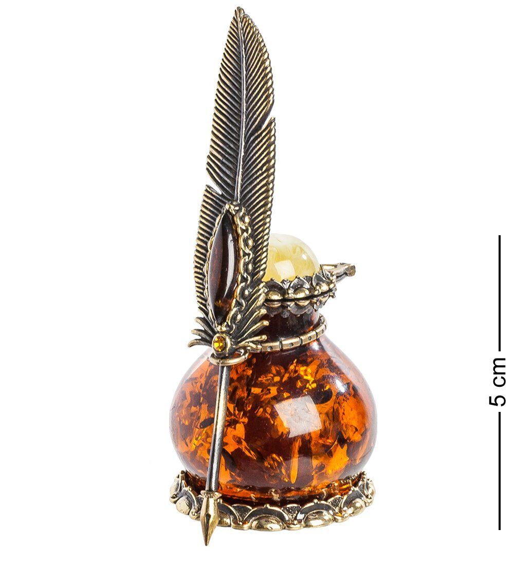 Народные промыслы AM-1360 Чернильница «Ажурная» (латунь, янтарь)