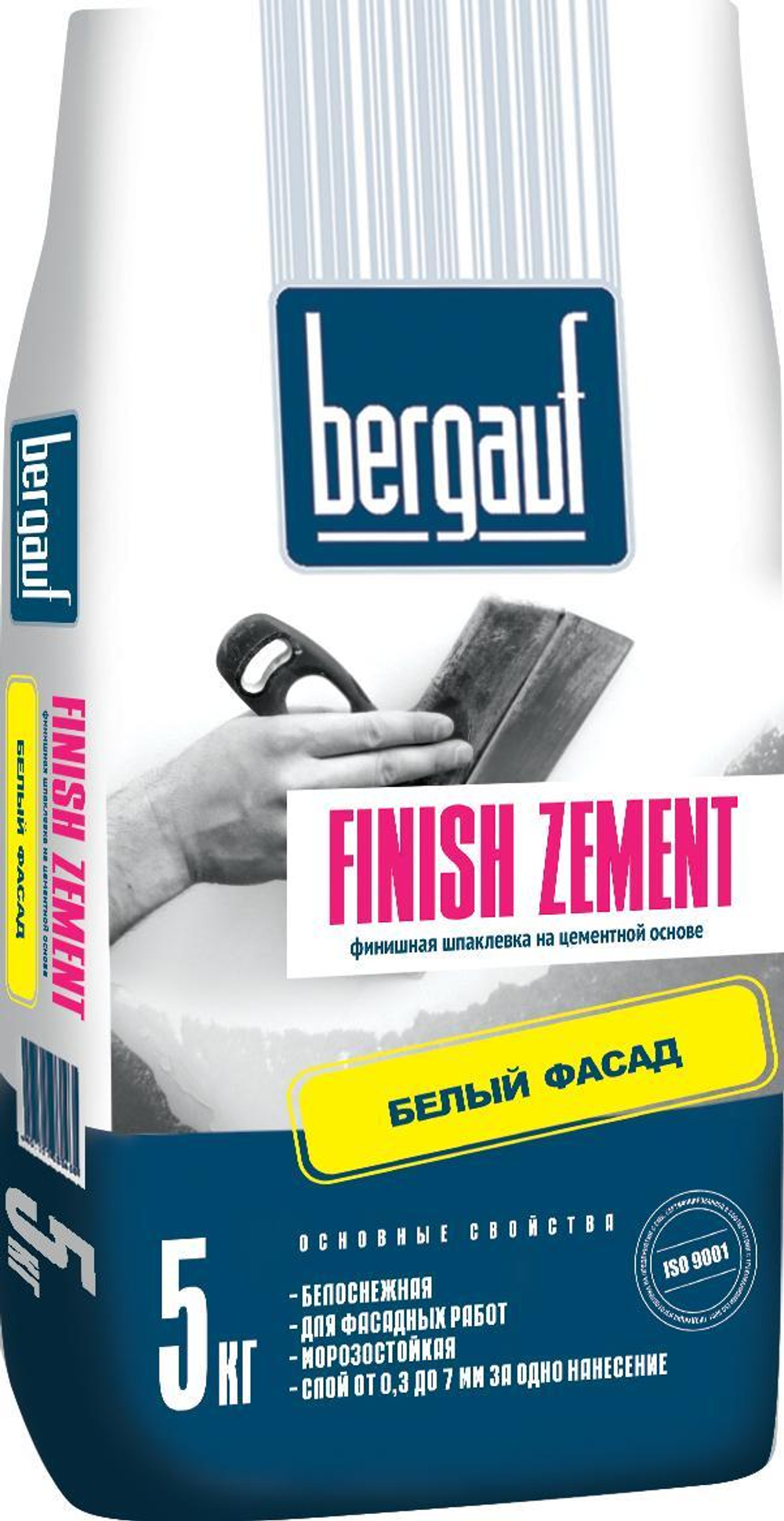 Шпаклевка д/фасадных работ Bergauf Finish Zement бел.5кг