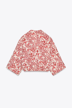 ZARA ТОП В СТИЛЕ РУСТИК ИЗ ТКАНИ С ПРИНТОМ, РАЗНОЦВЕТНЫЙ