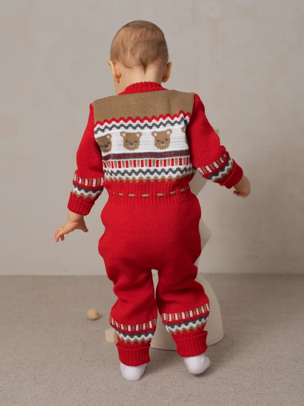 Вязаный комбинезон для новорожденных и малышей на молнии