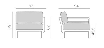 Модуль правый/левый пластиковый с подушками Maximo Elemento Terminale DX/SX
