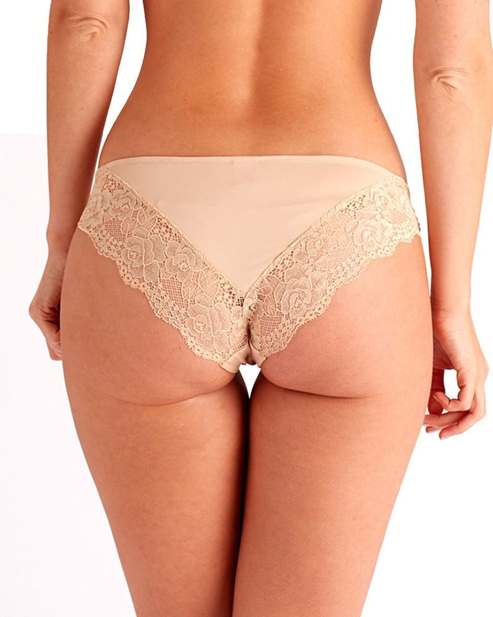 Трусики-бразилиана с кружевом Imogen (Размер: L) (Цвет: телесный)