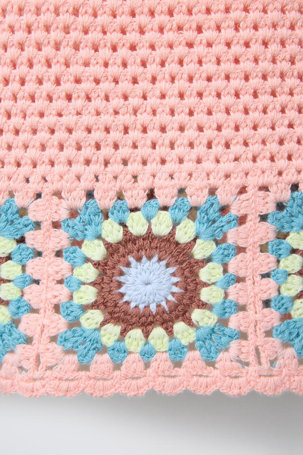 ZARA ТОП ИЗ КРУЖЕВА КРОШЕ, НЕОНОВО-РОЗОВЫЙ