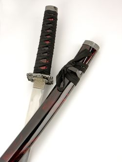 Armas Del Mundo Набор самурайских мечей, 2 шт. Ножны бордово-черный мрамор, цуба серебро