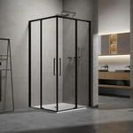 Душевой уголок Slim 8mm VSS-6SL900CLB, 900*900, черный, стекло прозрачное