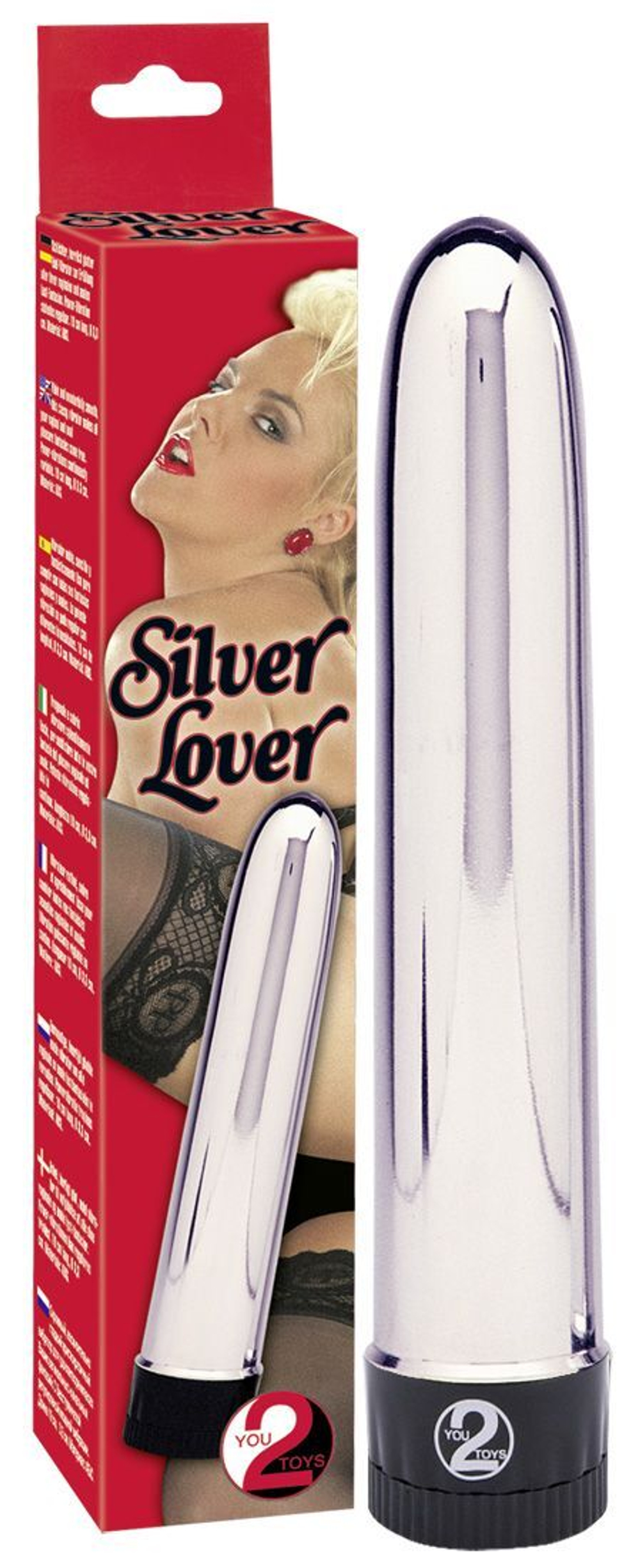 Серебристый классический вибратор Silver Lover - 19 см. (Цвет: серебристый)