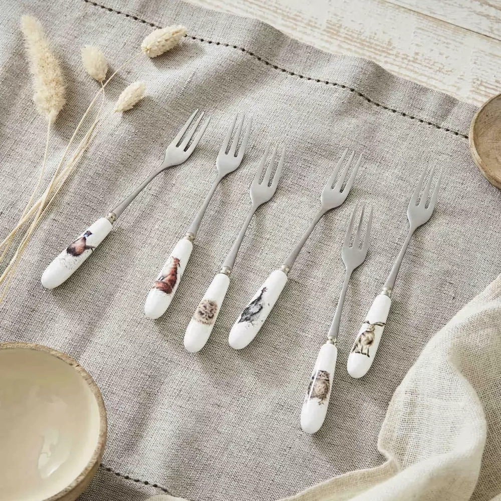 Royal Worcester - Набор Wrendale Designs из 6 вилок для торта / артикул   WN1102-XG  / GTIN 749151597723