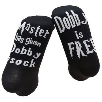 Носки укороченные Гарри Поттер "Мастер дал Добби носок! Добби Свободен!", р-р 36-42 (черный)