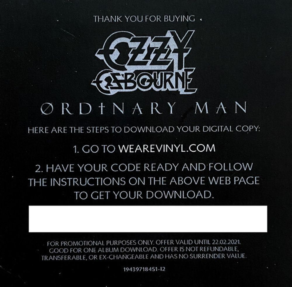 Ozzy Osbourne. Ordinary Man (LP) 2020 Оззи Осборн