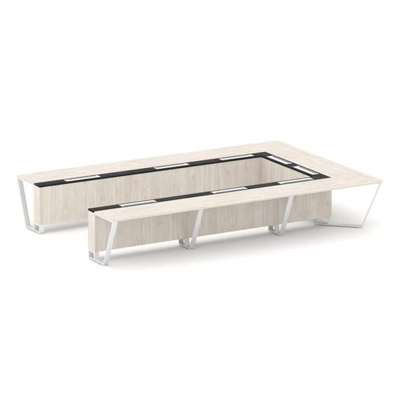 Steel Meet Стол переговорный П-образный KM-PR.B.SP-15P Денвер Светлый/Графит Глянец/Металл Белый 480