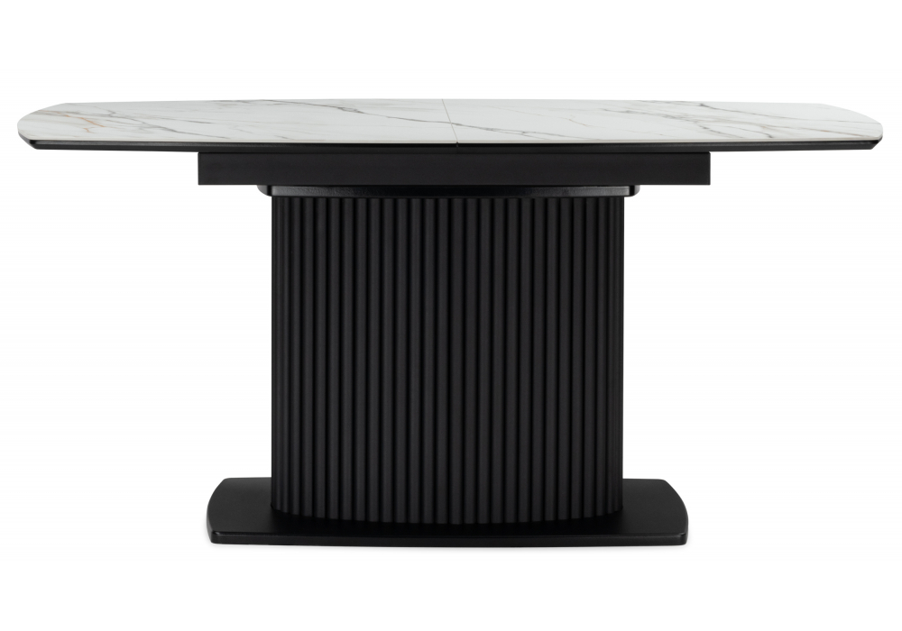 Керамический стол Woodville Фестер 160(205)х90 gilt white, черный