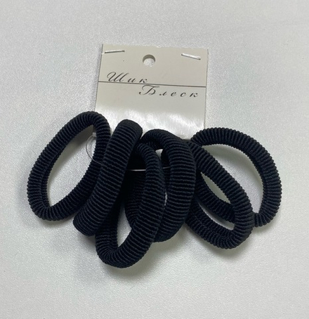 Резинки для волос "Махрушка", 5 см, набор 6 штук, цвет: Черный