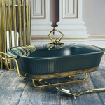 Мармит 2л 33см с крышкой на подставке "Wood", фарфор