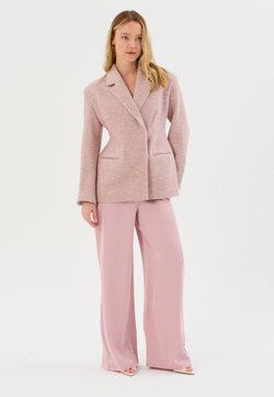 Жакет из шерсти лодена бежево-розовый