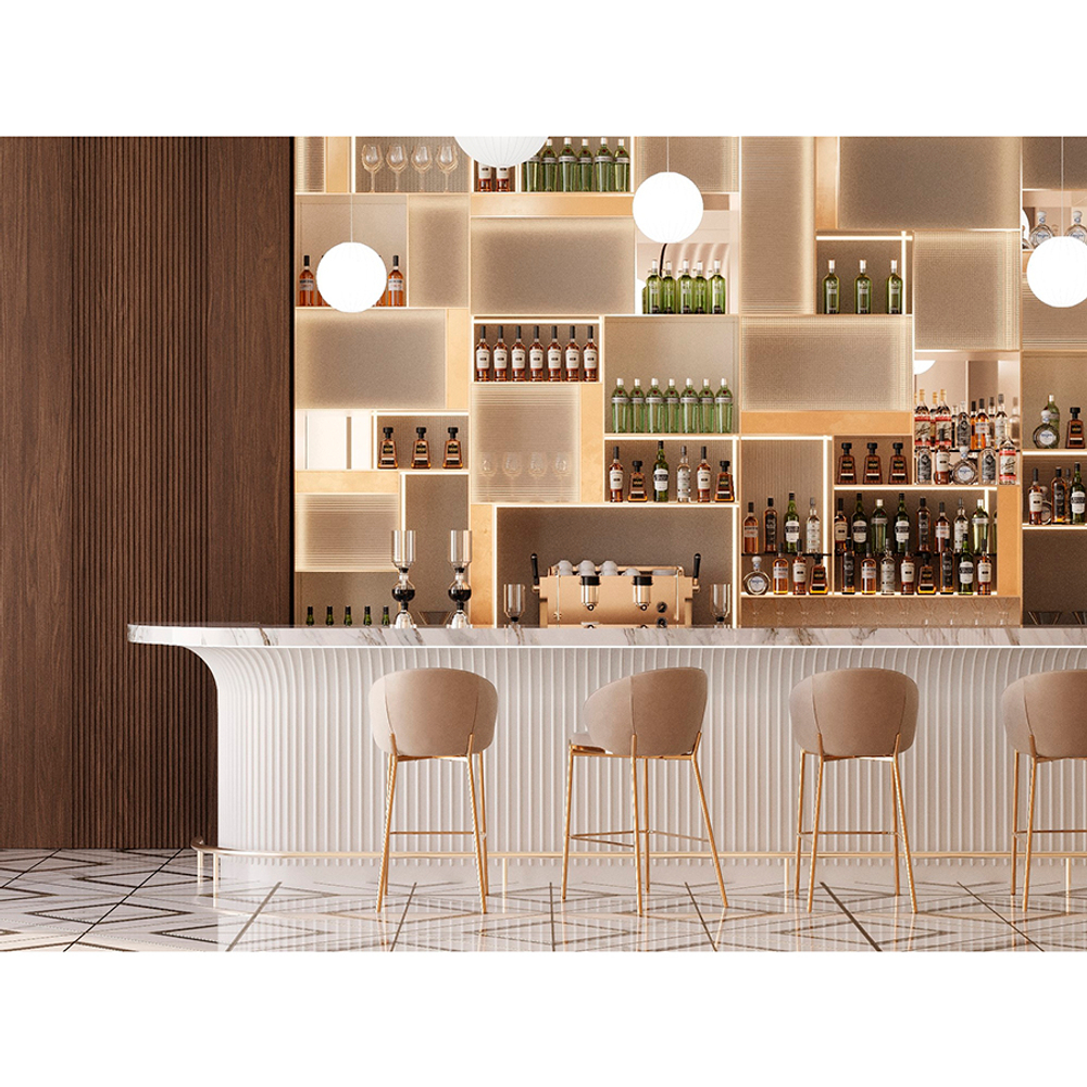 Стул полубарный Coral, велюр, серо-бежевый