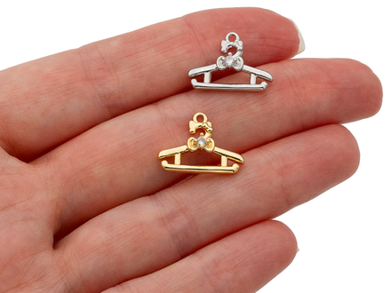 Подвеска "Вешалка для одежды" 13мм, со стразом