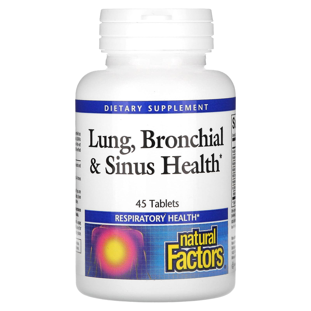 Natural Factors, Здоровье дыхательных путей (Lung, Bronchial & Sinus Health), 45 таблеток