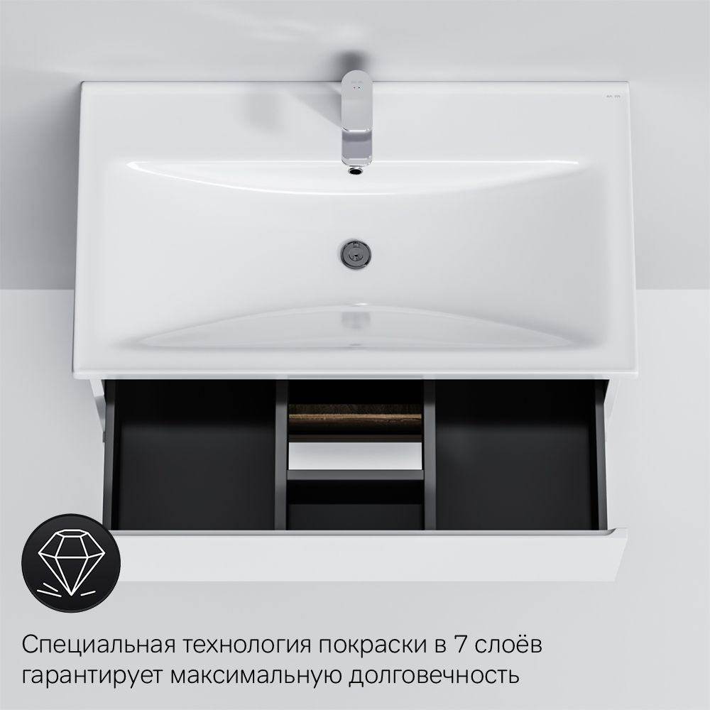 M85AFSX0802WG X-Joy, База под раковину, напольная, 80 см, 2 ящика, белый глянец