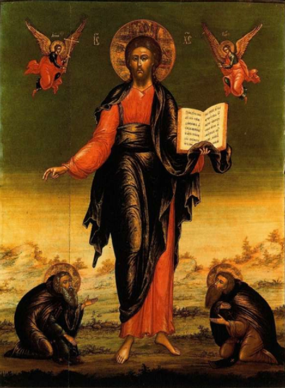 Икона Спас Смоленский со святыми на левкасе на дереве