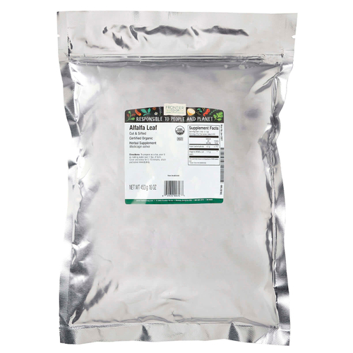 Frontier Co-op, Органические разрезанные и просеянные листья люцерны, 453 г (16 унций)