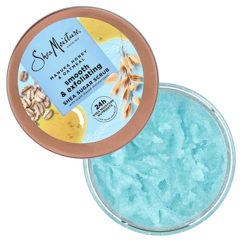 SheaMoisture, разглаживающий и отшелушивающий скраб с маслом ши, мед манука и овсянка, 340 г (12 унций)