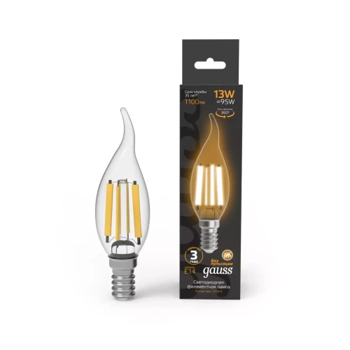 Лампа Gauss LED Filament Свеча на ветру 13W E14 1100lm 2700K  104801113
