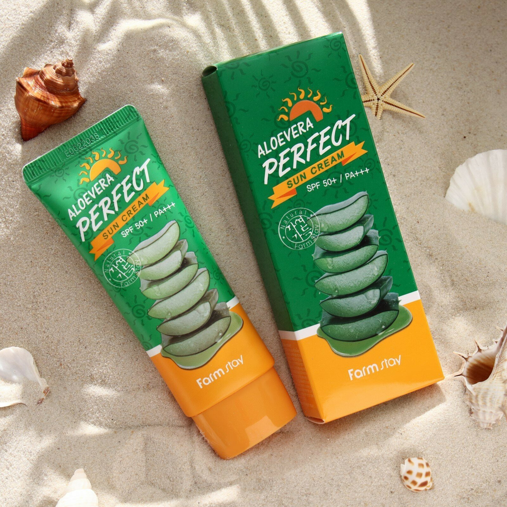 Солнцезащитный крем с алое FarmStay Aloevera Perfect Sun Cream SPF50+ PA+++, 70 мл