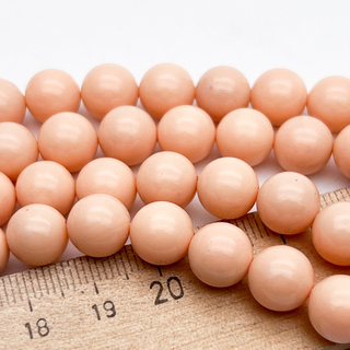 "Майорка" бусины, цвет персиковый, диаметр около 9,6 мм, цена за 9 шт (1/4 нити)