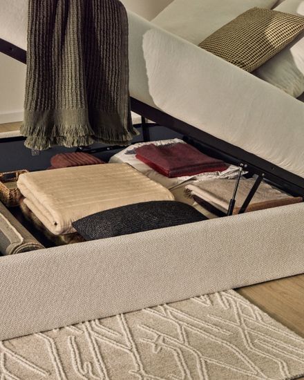 Основание кровати Nelzi из шенилла цвета экрю для матраса 160 x 200 см