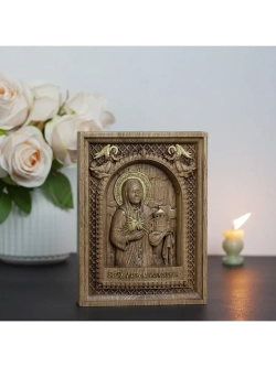 Матрона Московская деревянная резная икона, ясень