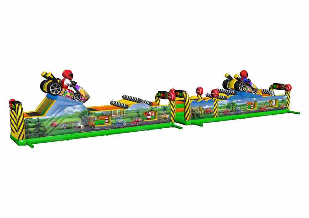 Коммерческая надувная полоса препятствий «Гран-при», 18×3×4 м