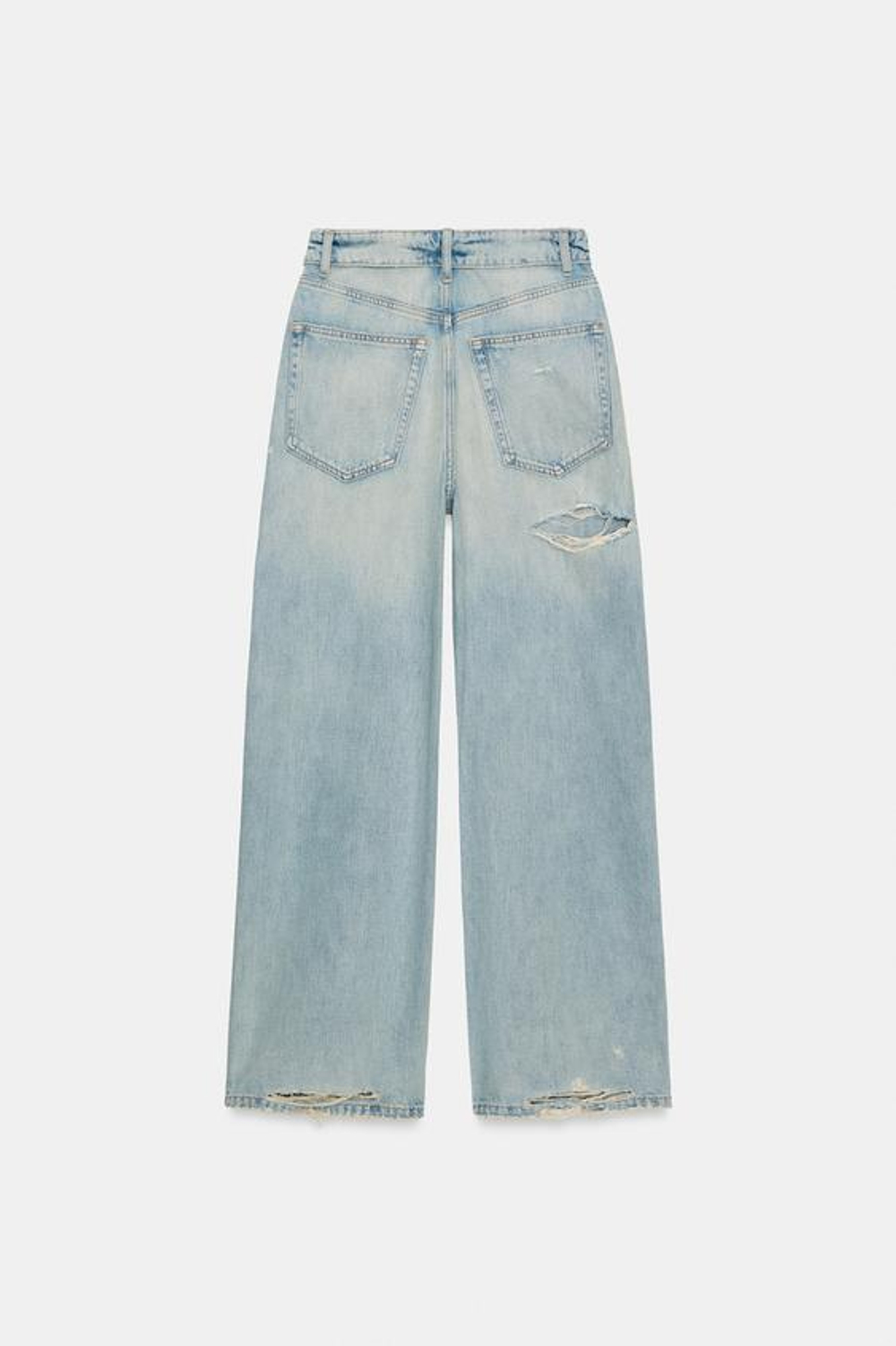 ZARA ДЖИНСЫ TRF СО СРЕДНЕЙ ПОСАДКОЙ И ОТЛОЖНЫМ ПОЯСОМ, ГОЛУБОЙ