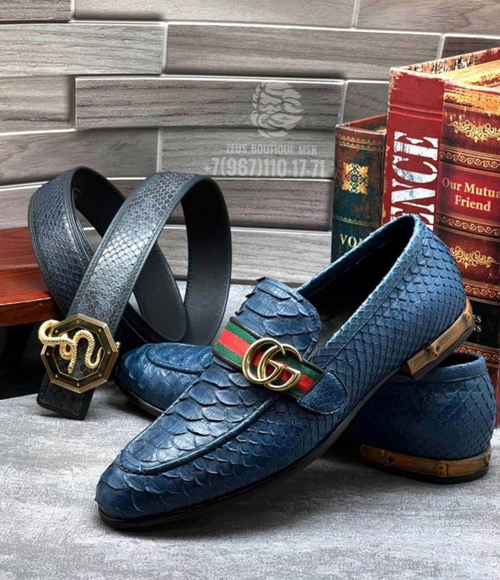 Лоферы Gucci из кожи питона