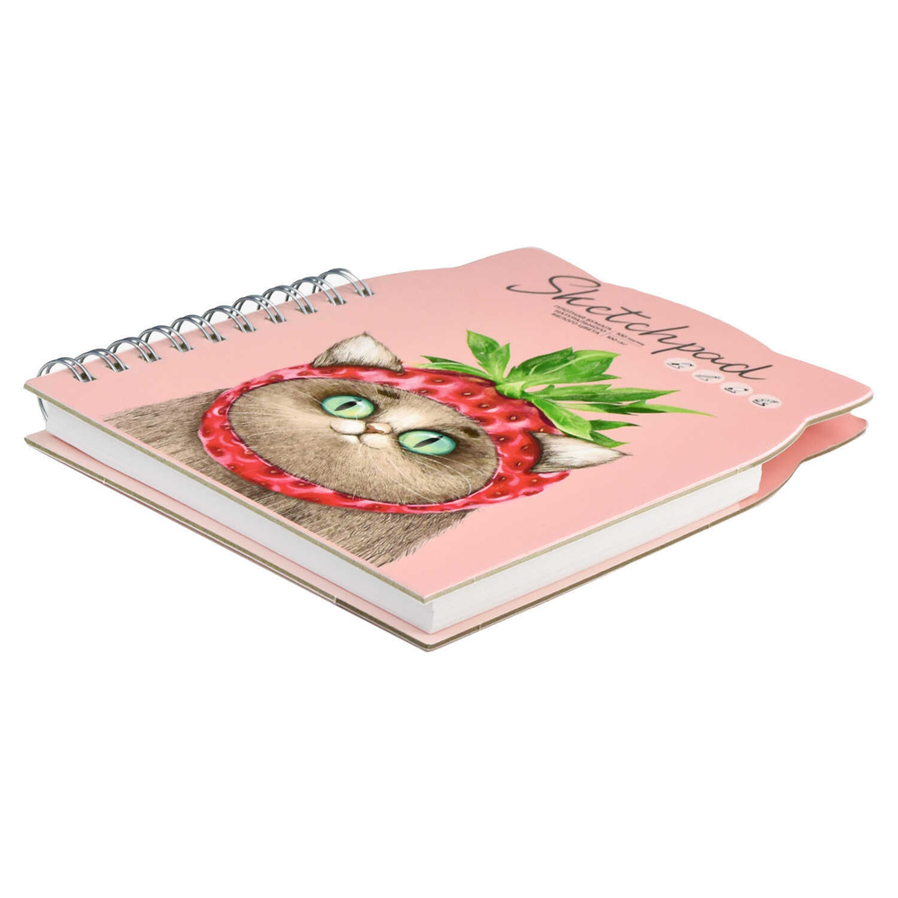 Скетчпад 160х210 мм, 100 л, блок - белый офсет 100 г/м², арт. 61216 НЕОБЫЧНАЯ КЛУБНИЧКА /обложка полноцветная печать (4+4), двусторонняя кашировка на гребне, картон переплётный 1,75 мм, глянцевая ламинация,