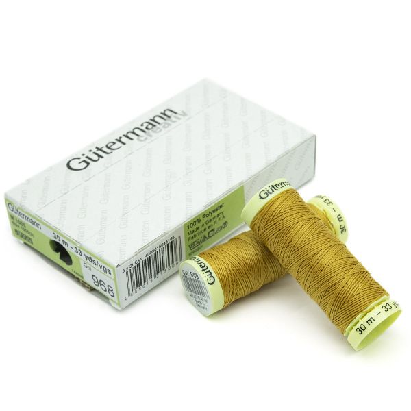 Нитки отделочные Gutermann Top Stitch 30 (30 метров), 5 кат. | 968 золотой