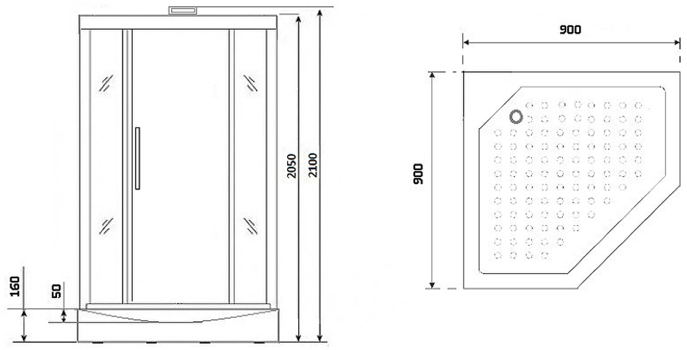 Душевая кабина Niagara Luxe NG-7799GBK 90x90 без гидромассажа