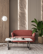 Журнальный столик Нэйтан 122*61 белый мрамор сталь темный хром