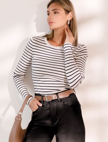 Лонгслив из трикотажа в широкий рубчик  D49.984 (93968)
