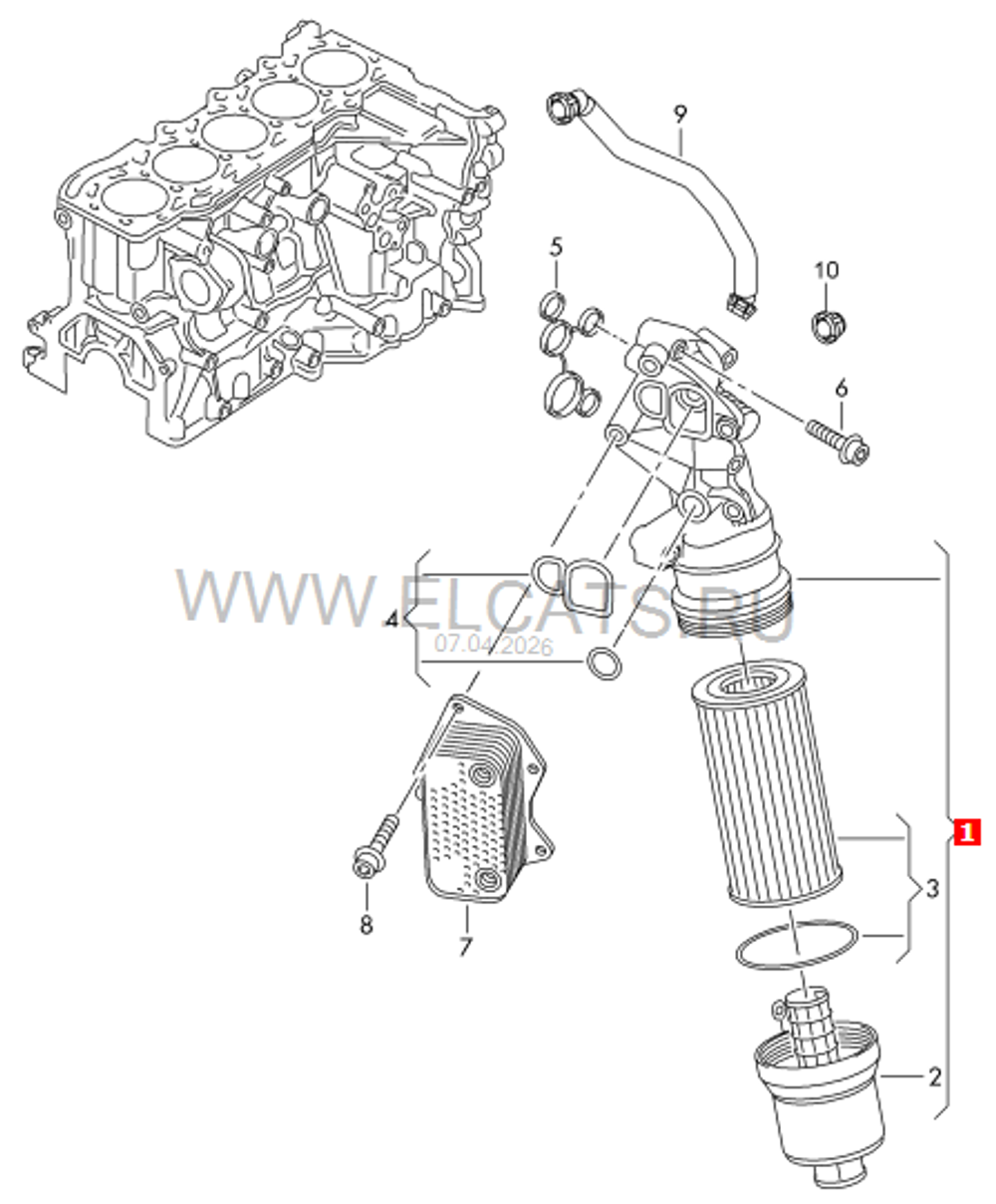 Кронштейн / корпус масляного фильтра VAG 2.5 TFSI / Audi RS, TT / RVLT-07K115397D